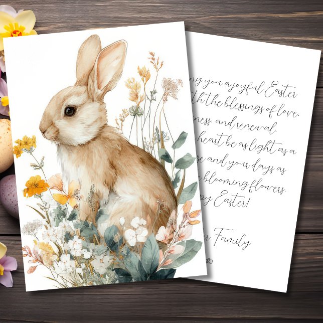Custom Easter Card with Flowers and Easter Bunny (Creator Uploaded)
