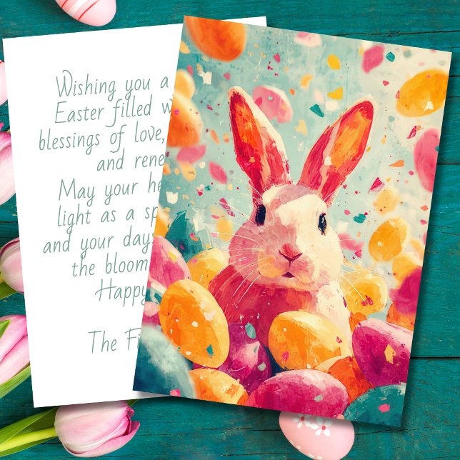 Custom Easter Card with Flowers and Easter Bunny (Creator Uploaded)