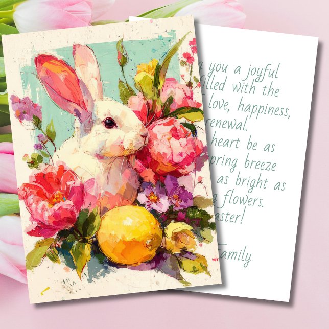 Custom Easter Card with Flowers and Easter Bunny (Creator Uploaded)