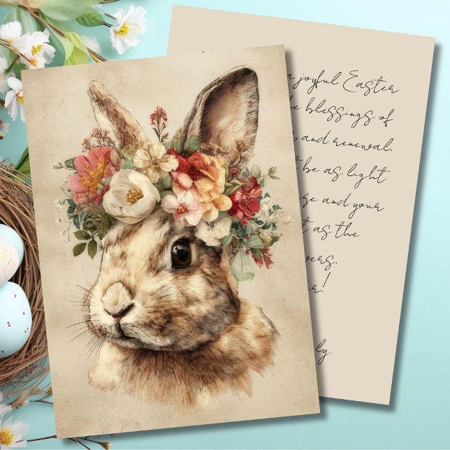 Custom Easter Card with Flowers and Easter Bunny (Creator Uploaded)