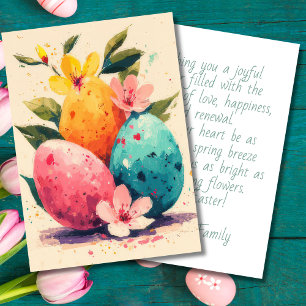Custom Easter Card with Flowers and Easter Eggs