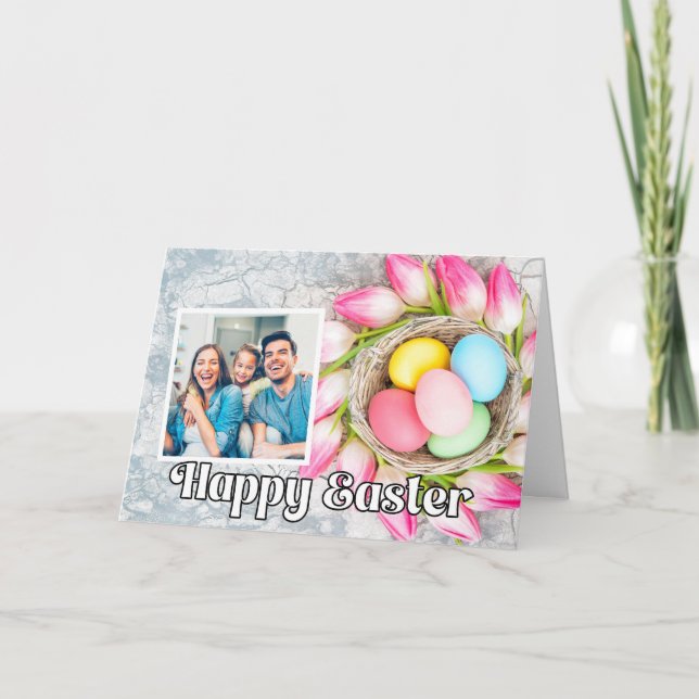 Custom Easter Collage Basket Tulips Photo Template (Front)