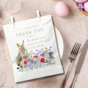 Custom Easter Egg Hunt Bunny Floral Thank You Favour Bags