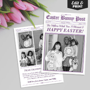Custom Easter Greeting Card, Easter Newspaper Card