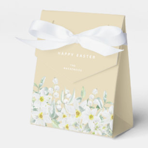 Custom Easter Message White Floral Border Favour Box