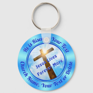 Custom Easter Party Favours, He is Risen Church Key Ring