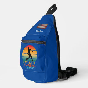 CUSTOM EAT SLEEP BASEBALL REPEAT SPORTS SLING BAG