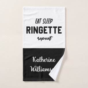 Custom Eat Sleep Ringette Repeat Ringette Player Hand Towel