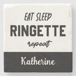 Custom Eat Sleep Ringette Repeat Ringette Player Stone Coaster