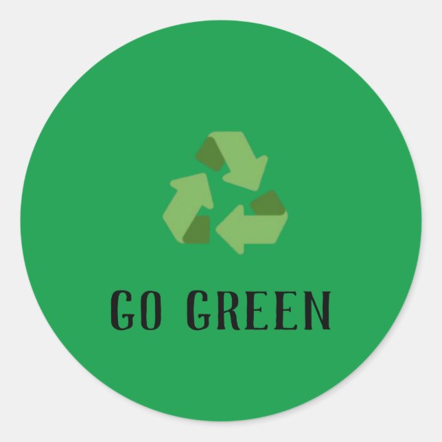 custom Eco-friendly go green logo  Classic Round Sticker (Front)
