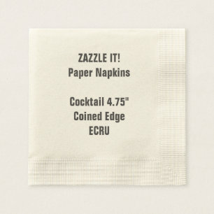 Custom ECRU Coined Cocktail Paper Napkins Blank