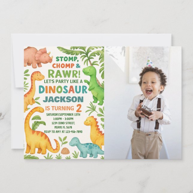 Custom Editable Dino Party Invite (Front)