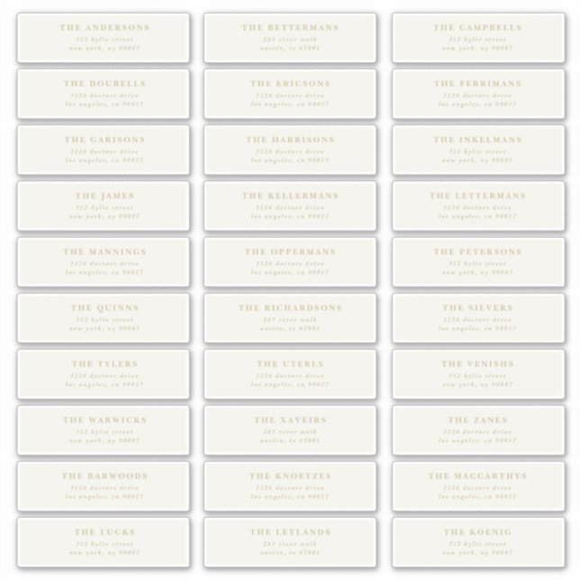 Custom Editable Individual Wedding Guest Address (Front)