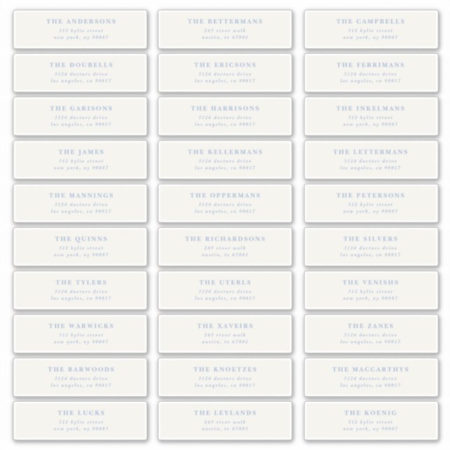 Custom Editable Individual Wedding Guest Address (Front)