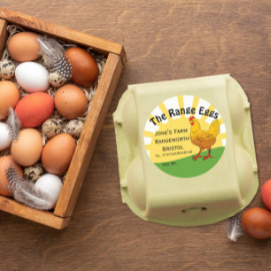 custom egg box Label free range sunset chicken