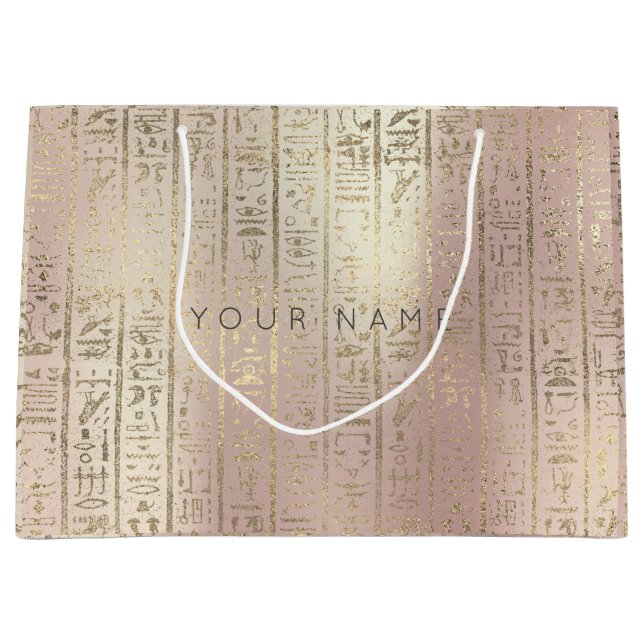 Custom Egyptian Foxier Metallic Rose Gold Script Large Gift Bag (Front)