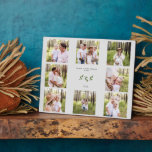 Custom Eight Photo Family Collage Plaque<br><div class="desc">Eight Photo Family Plaque.  Customise with text and photos.  Neutral.  Gift.  Foliage.</div>