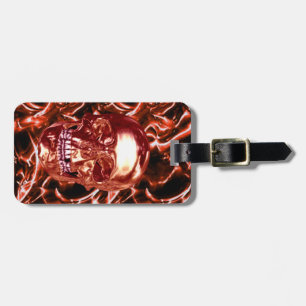 Custom Electric Red Chrome Skull Luggage Tag
