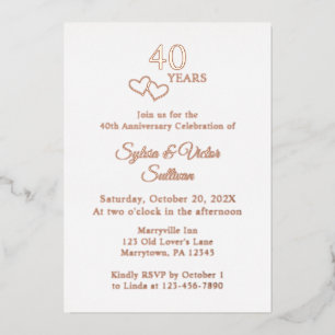 Custom Elegant 40th Wedding Anniversary Party Rose