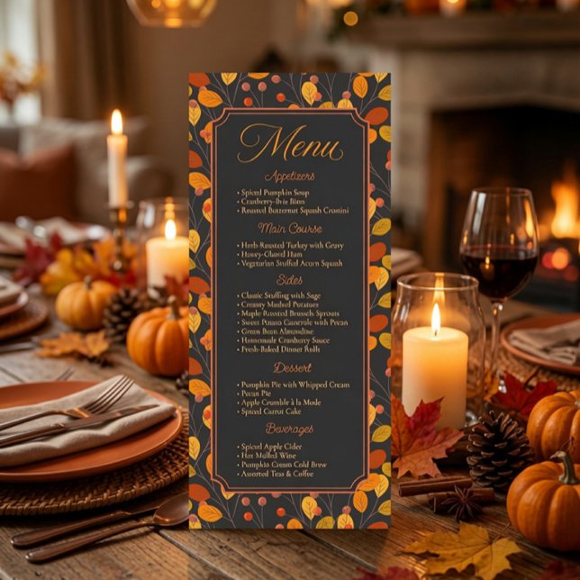 Custom Elegant Autumn Leaves Calligraphic Menu (Creator Uploaded)