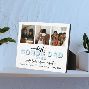Custom Elegant Best bonus dad ever Photo collage Plaque