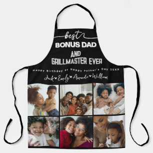 Custom Elegant Best Bonus Dad Photo collage Apron