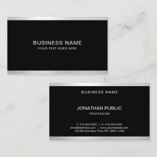 Custom Elegant Black And Silver Cool Modern Business Card