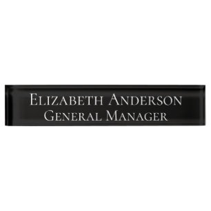 Custom Elegant Black Business Name Plate