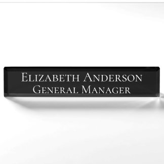 Custom Elegant Black Business Name Plate