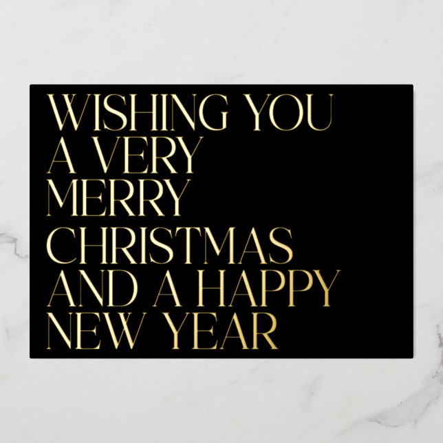 Custom Elegant Black Chic Photo Christmas Gold (Front)