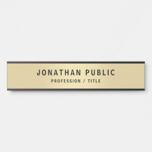 Custom Elegant Black & Gold Office School Long Door Sign