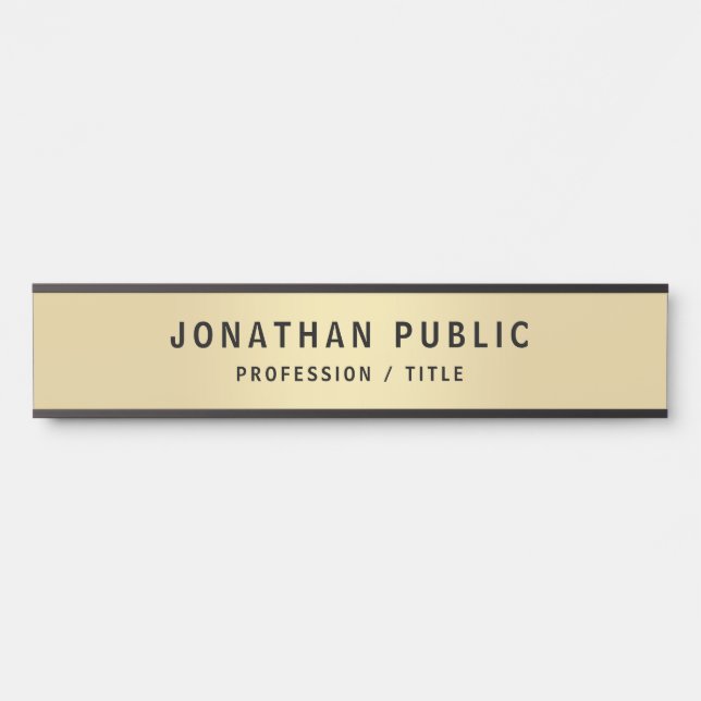 Custom Elegant Black & Gold Office School Long Door Sign (Front)