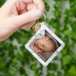 Custom Elegant Blue Grey Marble Pattern Keepsake Key Ring<br><div class="desc">Unique,  classic,  cute and decorative keychain with a beautiful blue grey brown marble pattern. With the option to customise or personalise with name,  text,  and photo of your choice. This photo display makes an excellent keepsake gift for grandparents or new parents!</div>