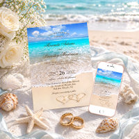 Custom Elegant Blue Ocean Tropical Beach Wedding