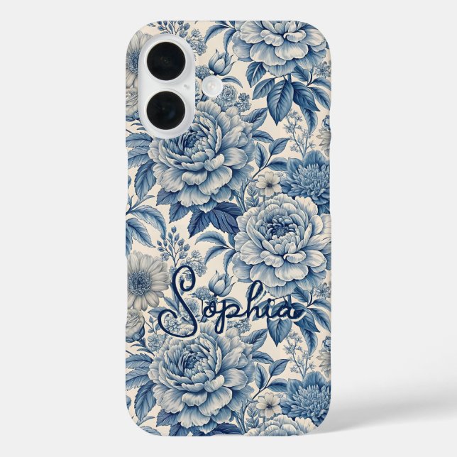 Custom Elegant Boho Chic Blue Blossom Case-Mate iPhone Case (Back)