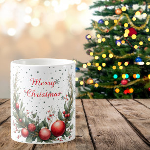 Custom Elegant Botanical Minimalist Christmas Coffee Mug