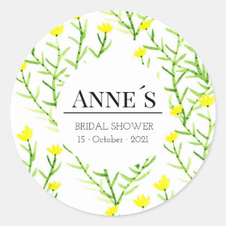 Custom Elegant Bridal Shower Floral Bohemian Classic Round Sticker