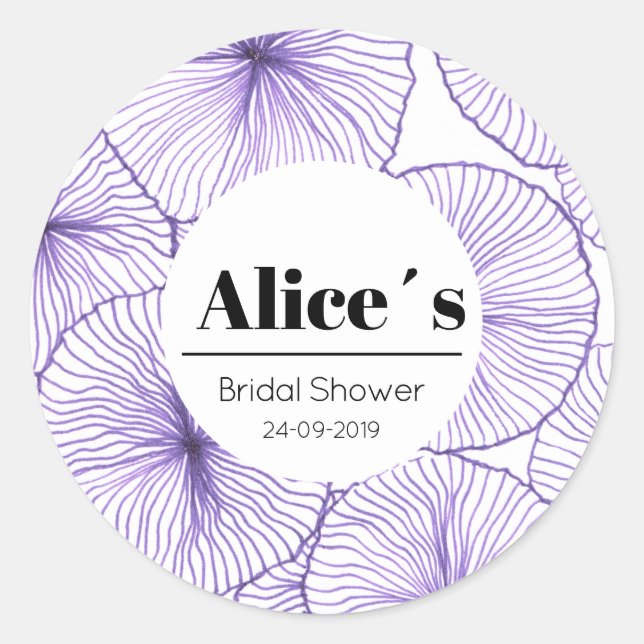 Custom Elegant Bridal Shower Floral Bohemian Classic Round Sticker (Front)