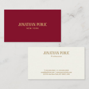 Custom Elegant Burgundy Red & Gold Luxury Business Card