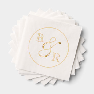 Custom Elegant Calligraphy Couple Names Initials Foil Napkins