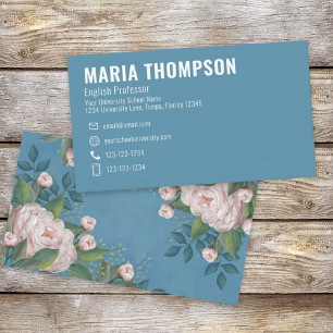 Custom Elegant Chic Simple Pink Blue Floral Business Card