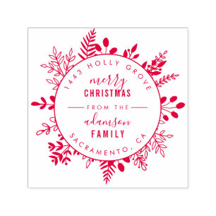 Custom Elegant Christmas Greeting Return Address Self-inking Stamp
