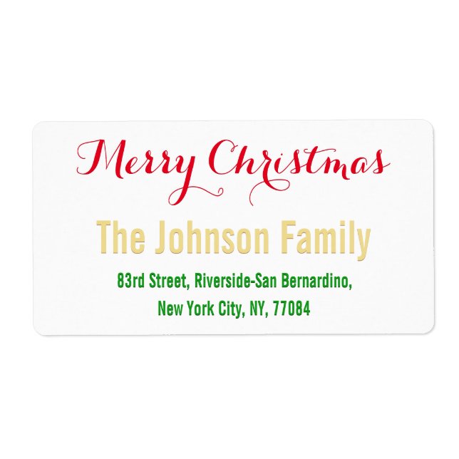 Custom Elegant Christmas Red White Return Address (Front)