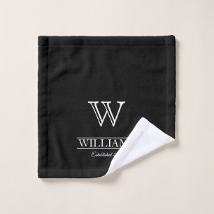 Custom Elegant Classic Monogram Family Established Wash Cloth