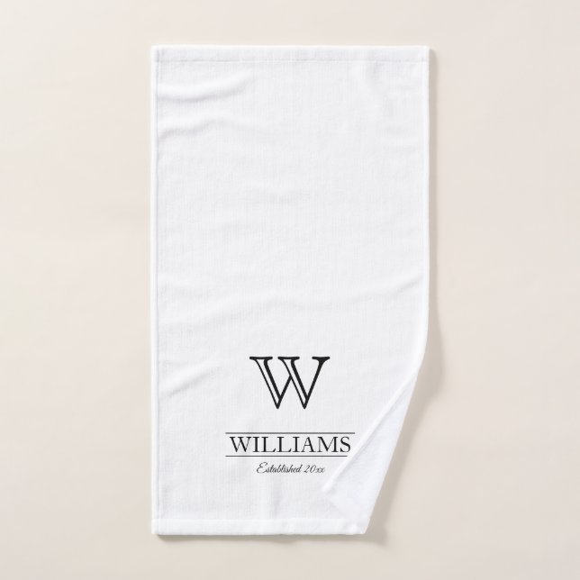 Custom Elegant Classic Monogram Family Name Hand Towel (Hand Towel)