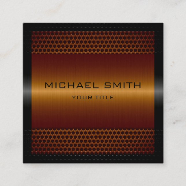 Custom Elegant Copper Stainless Metal Square Business Card (Front)
