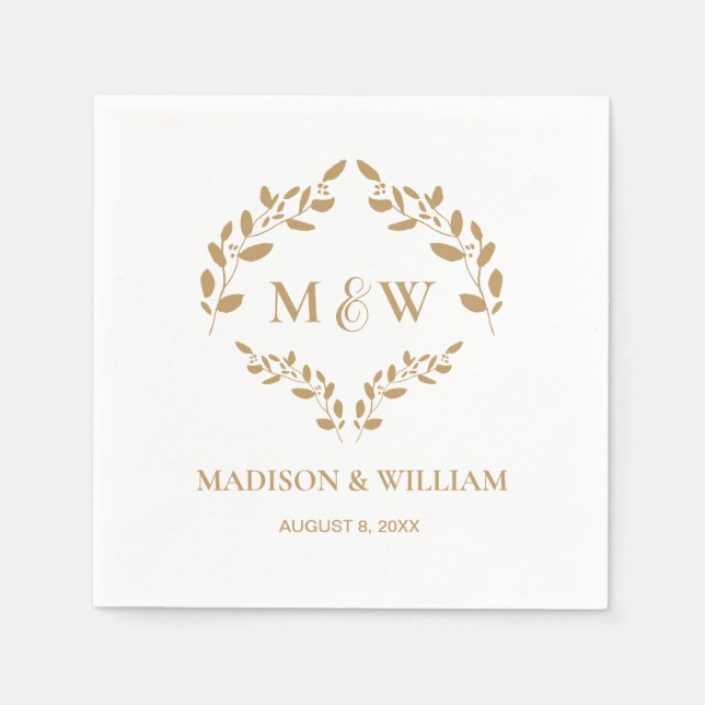 Custom Elegant Crest Wedding Monogram Napkin (Front)