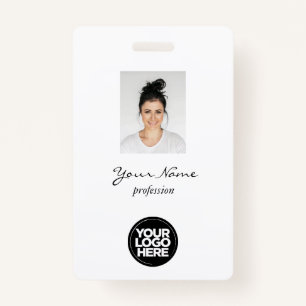 Custom Elegant Employee Photo, BarCode, Logo, Name ID Badge