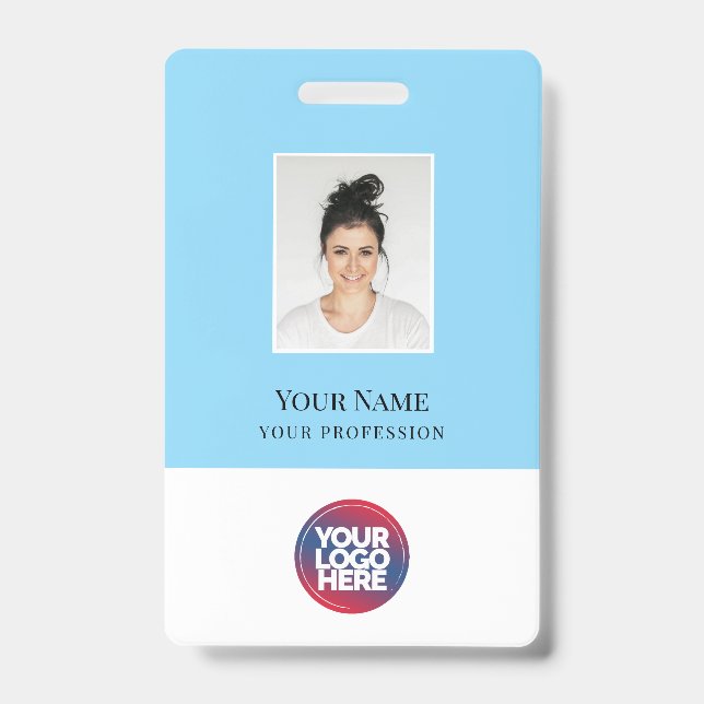 Custom Elegant Employee Photo, Qr Code, Logo, Name ID Badge (Front)