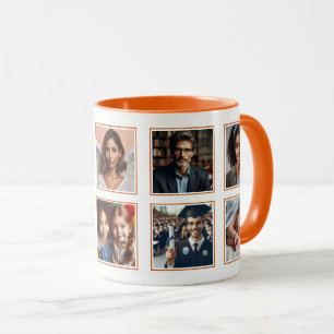 Custom Elegant Family Friend Photo Collage Orange Mug